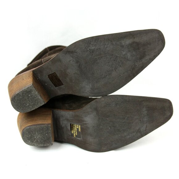 Steve Madden Saddle Suede Leather Slouchy Heeled Western Cowboy Boots Brown 6.5 - Picture 8 of 8